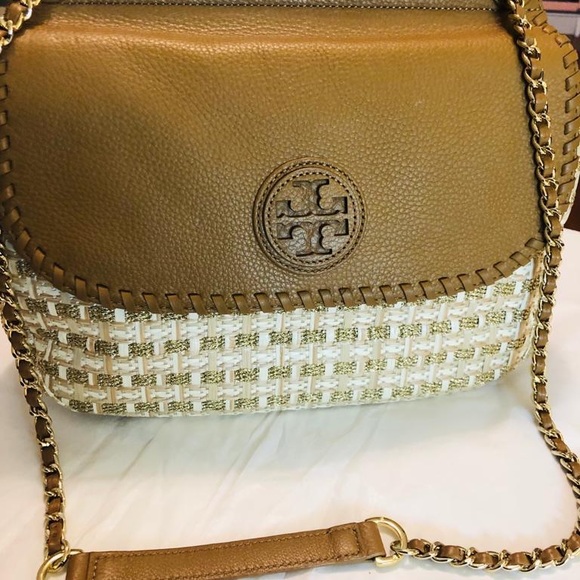 ❤️SOLD❤️Tory Burch Marion Woven Shimmery Shoulder Bag - Picture 4 of 15